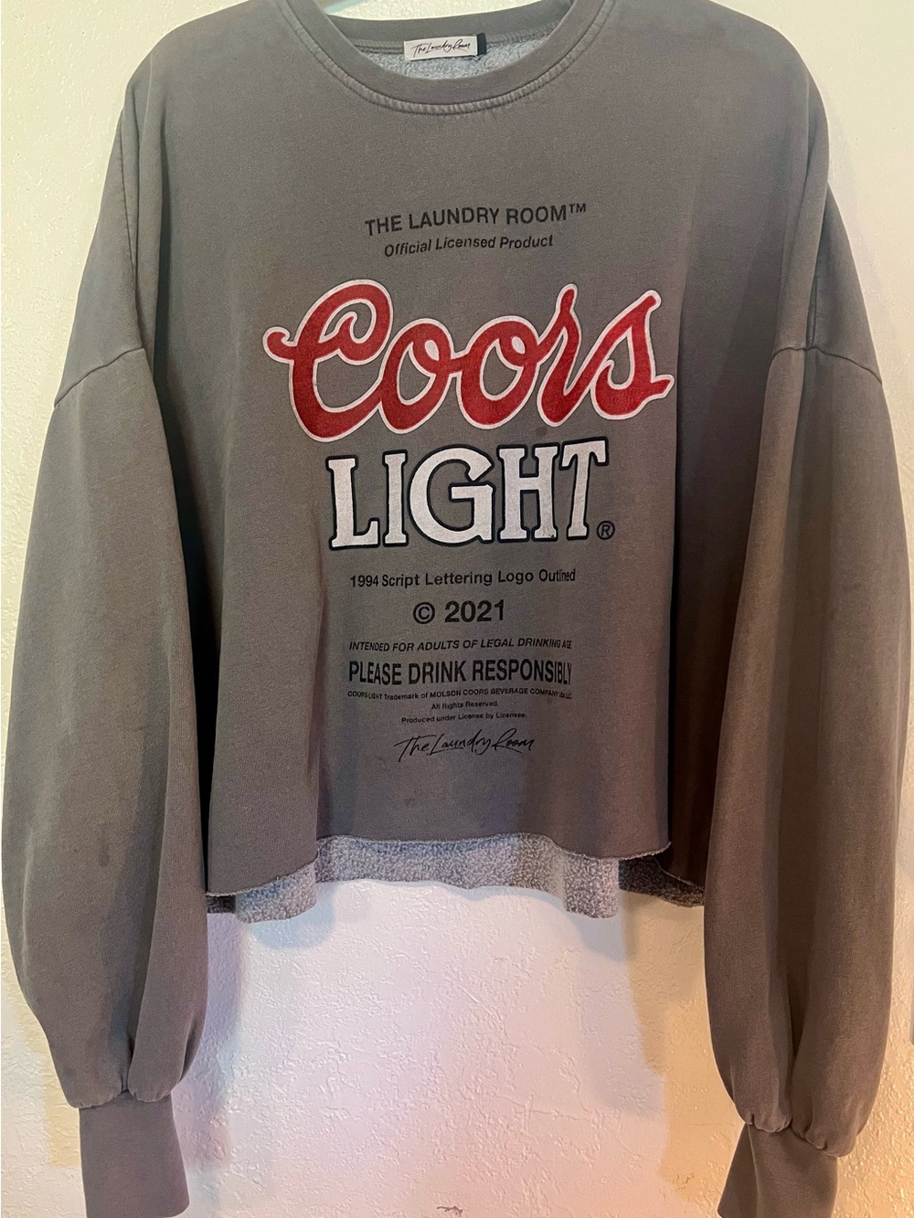 The Laundry Room Grey Crewneck Sweatshirt with Red Coors Script